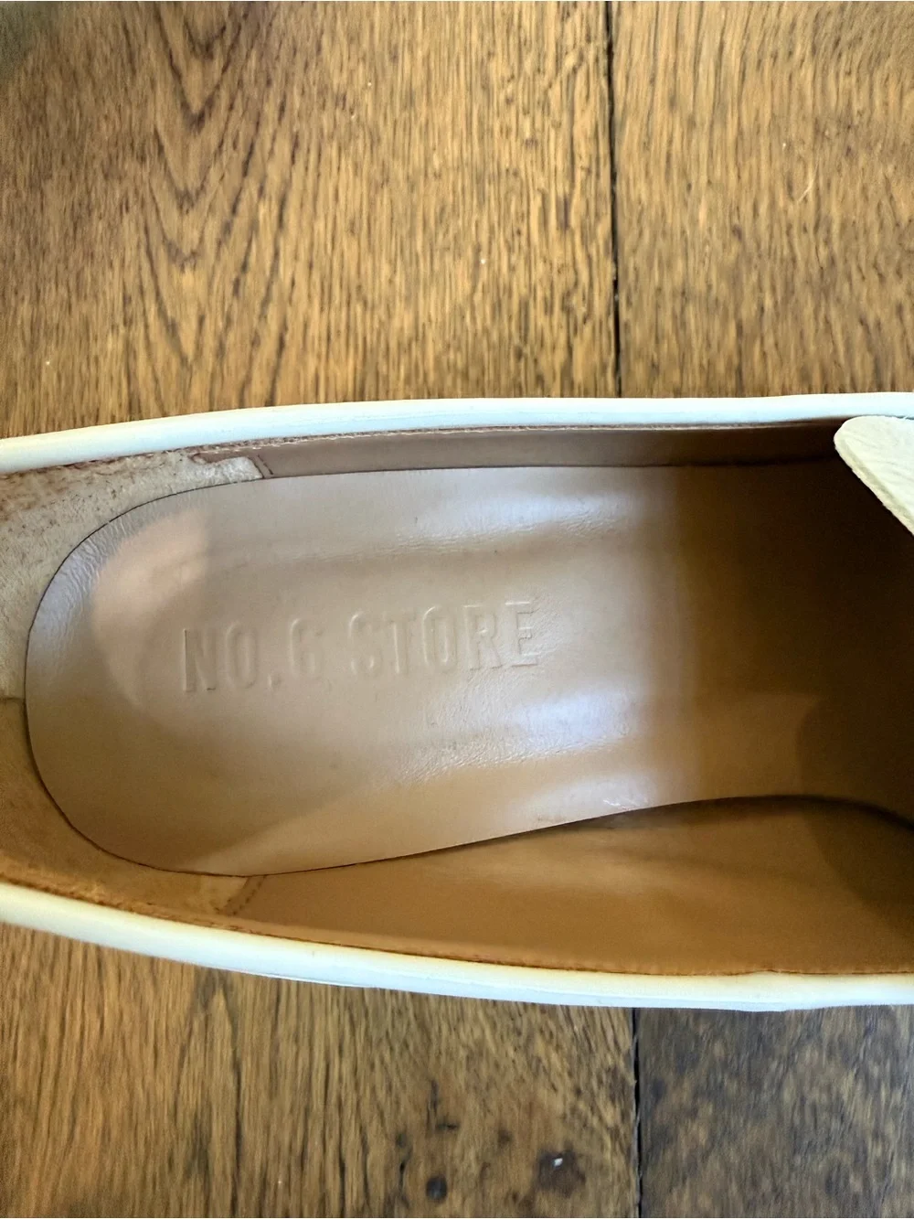 Women's Cream Leather Loafers w/heel